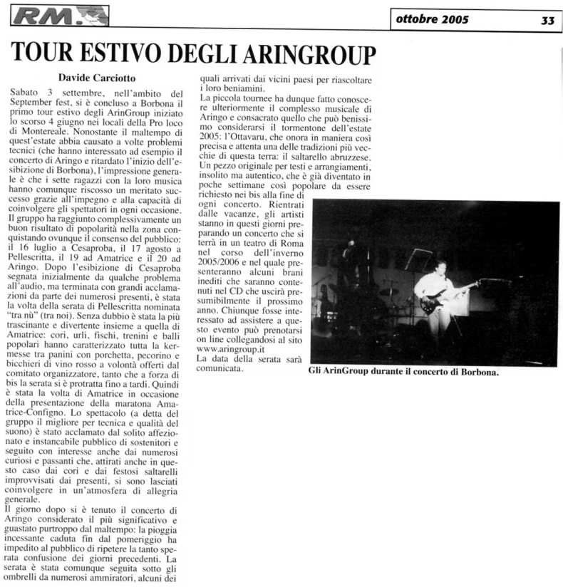 Articolo RM Ottobre 2005 a cusa di D. Carciotto